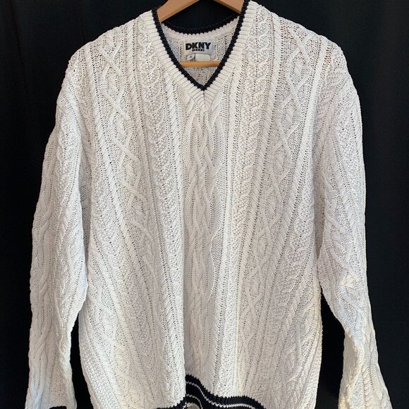 SOLD - DKNY Jeans Baggy V-Neck Sweater: Size M - Picture 1 of 12